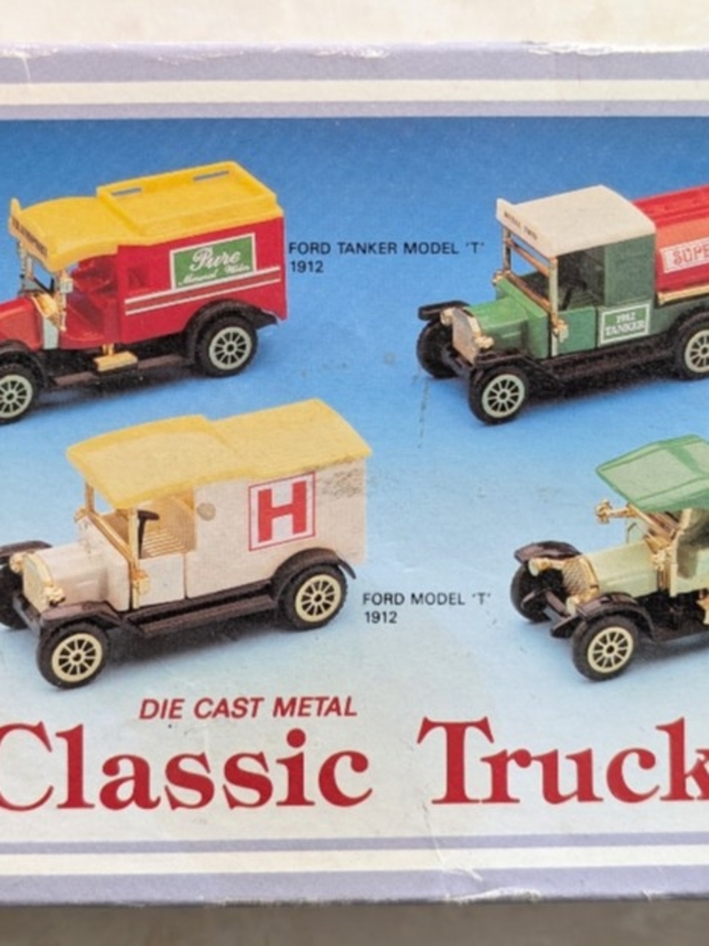 Ford Vintage Die-Cast Classic Model T Toy Trucks - White, Yellow, Red, Green